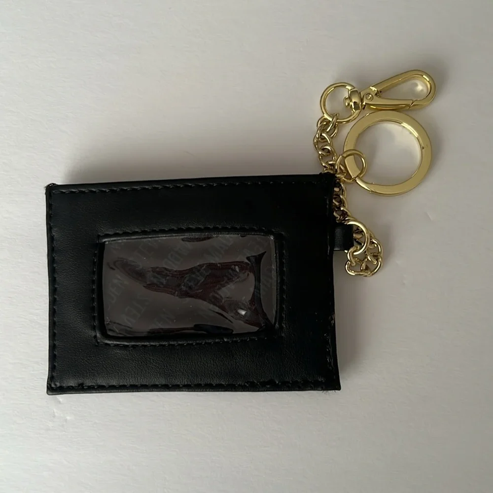 Steve Madden Women’s small black card holder‎ wallet with gold tone keychain